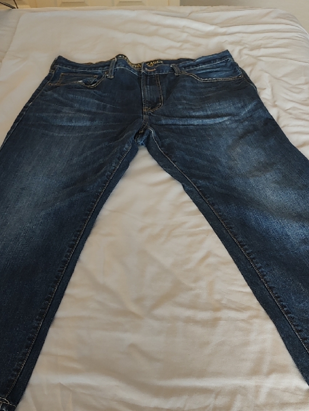 American Eagle Outfitters Men's Dark Blue Slim Straight Jeans - Picture 4 of 10